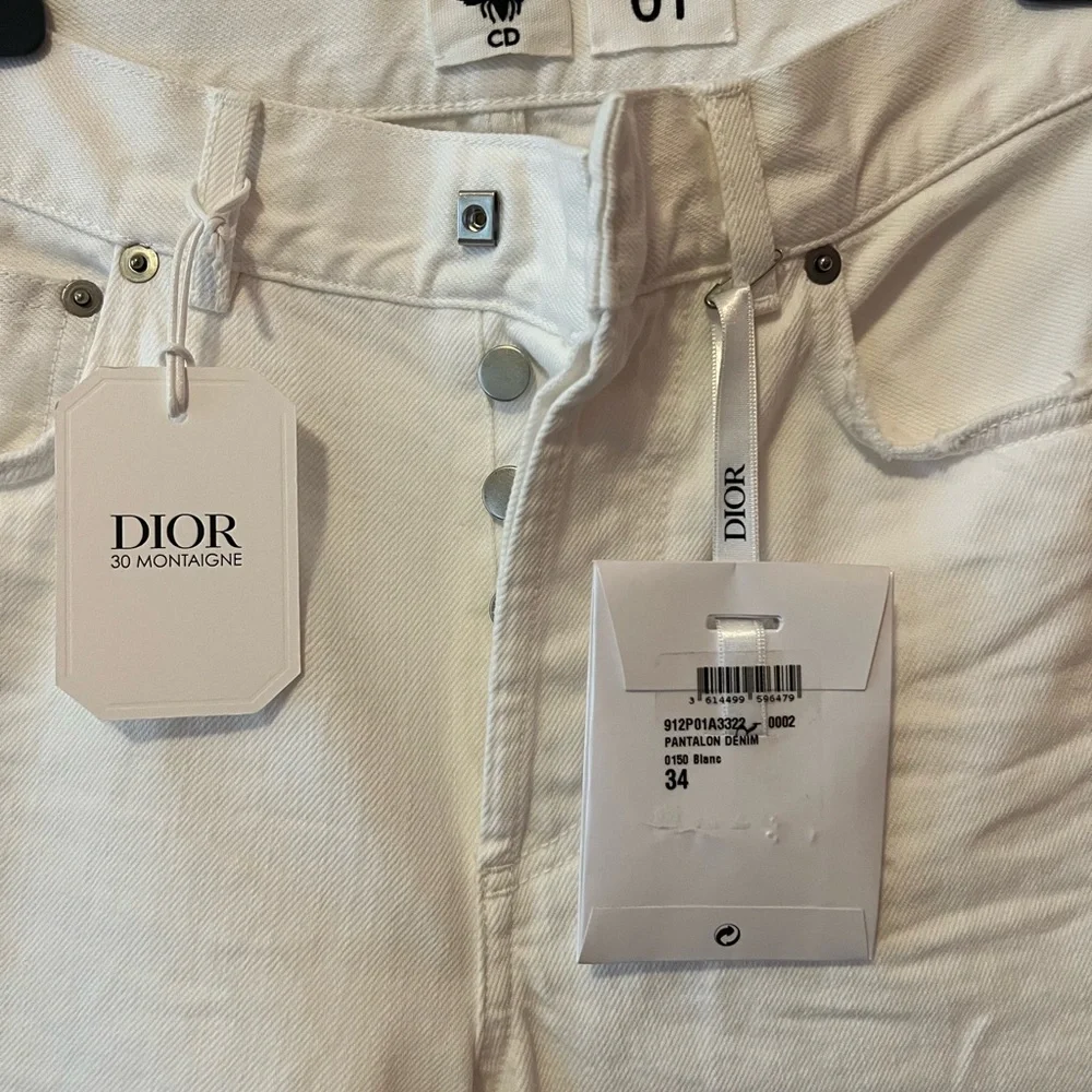 Dior white boyfriend jeans with Christian Dior detail on cuff size EU 34 US 01 - Picture 2 of 5